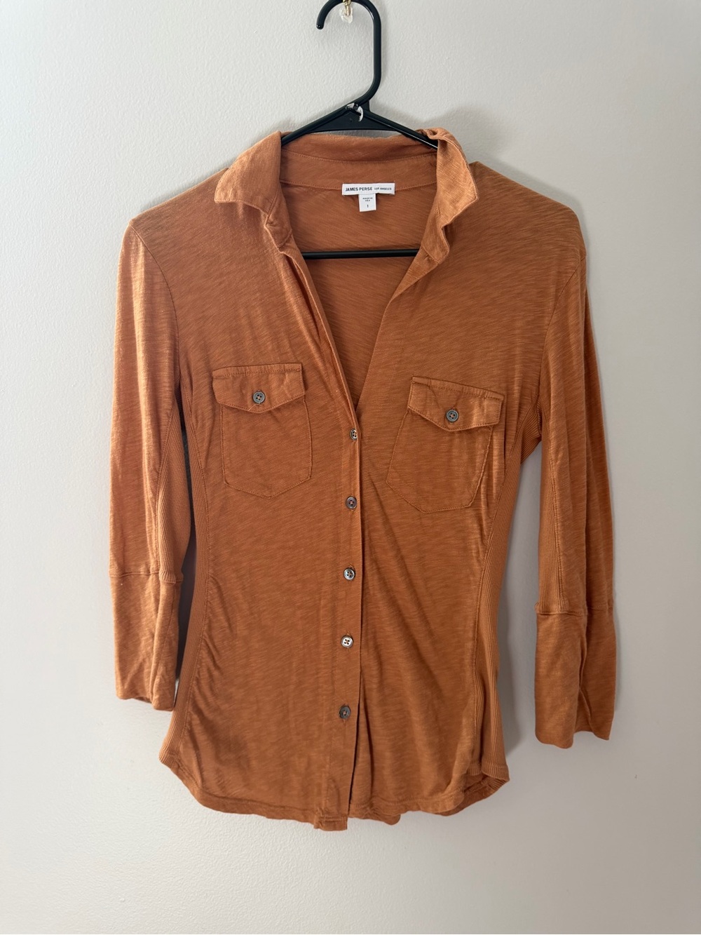 James Perse Rust Brown Lightweight Button-Down Shirt - Picture 4 of 7